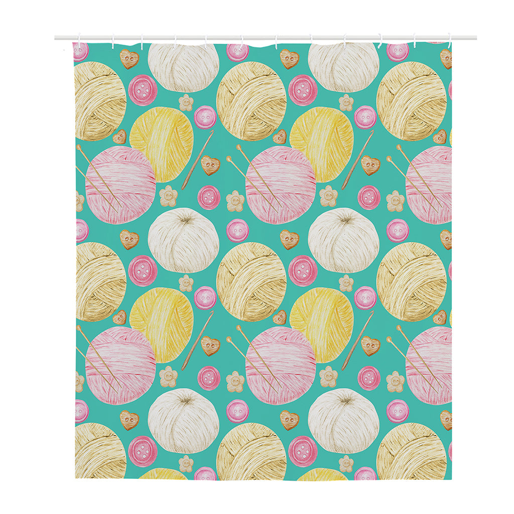 Watercolor Yarn Pattern Print Polyester Shower Curtain