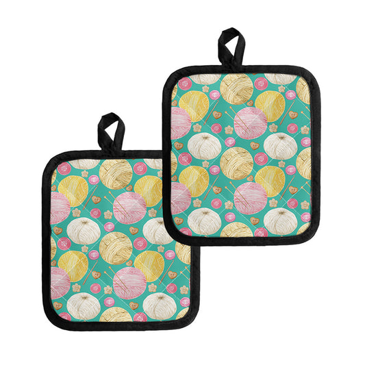 Watercolor Yarn Pattern Print Pot Holders