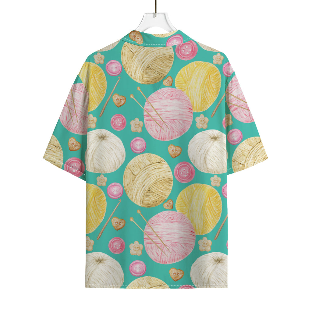 Watercolor Yarn Pattern Print Rayon Hawaiian Shirt