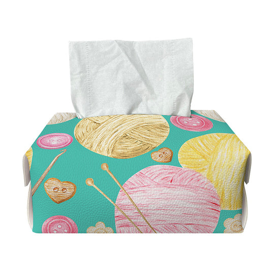 Watercolor Yarn Pattern Print Rectangle Tissue Box Cover