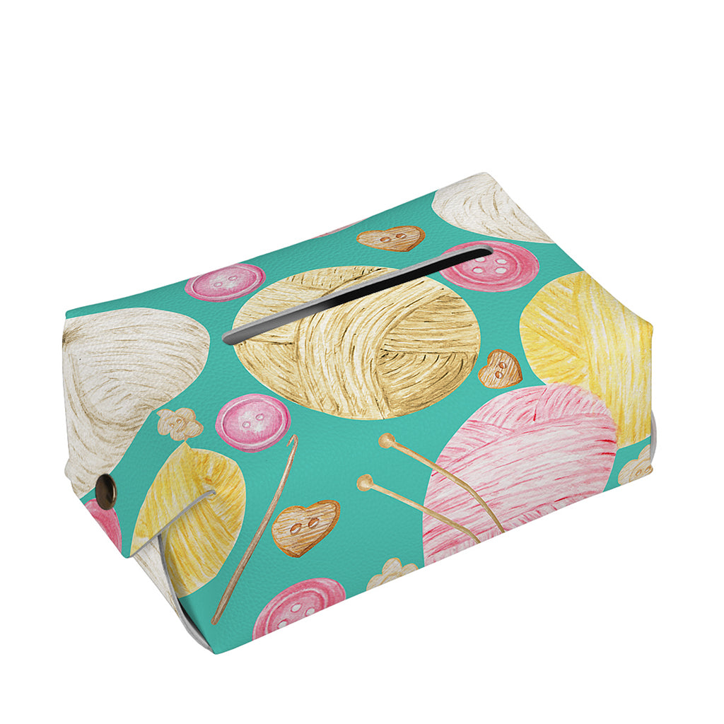 Watercolor Yarn Pattern Print Rectangle Tissue Box Cover