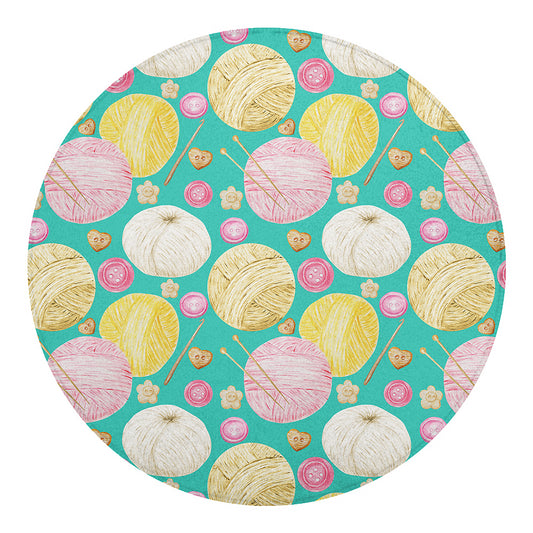 Watercolor Yarn Pattern Print Round Blanket