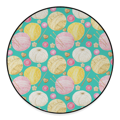 Watercolor Yarn Pattern Print Round Floor Mat