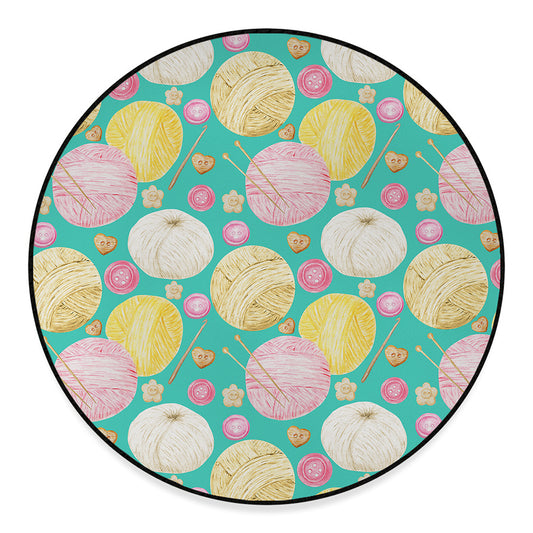 Watercolor Yarn Pattern Print Round Floor Mat