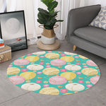 Watercolor Yarn Pattern Print Round Rug