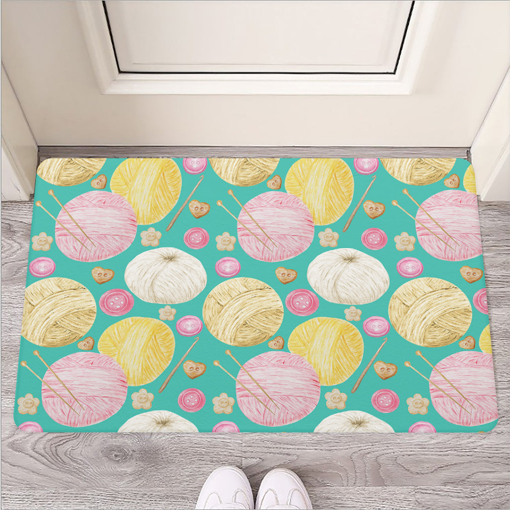 Watercolor Yarn Pattern Print Rubber Doormat