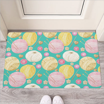 Watercolor Yarn Pattern Print Rubber Doormat