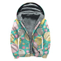 Watercolor Yarn Pattern Print Sherpa Lined Zip Up Hoodie