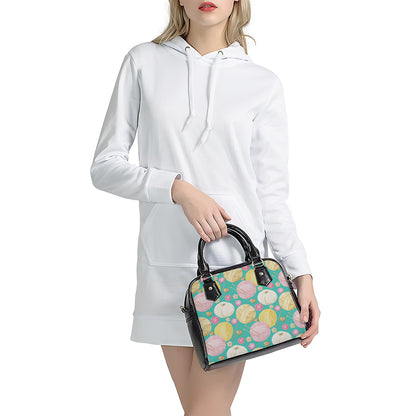 Watercolor Yarn Pattern Print Shoulder Handbag