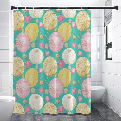 Watercolor Yarn Pattern Print Shower Curtain