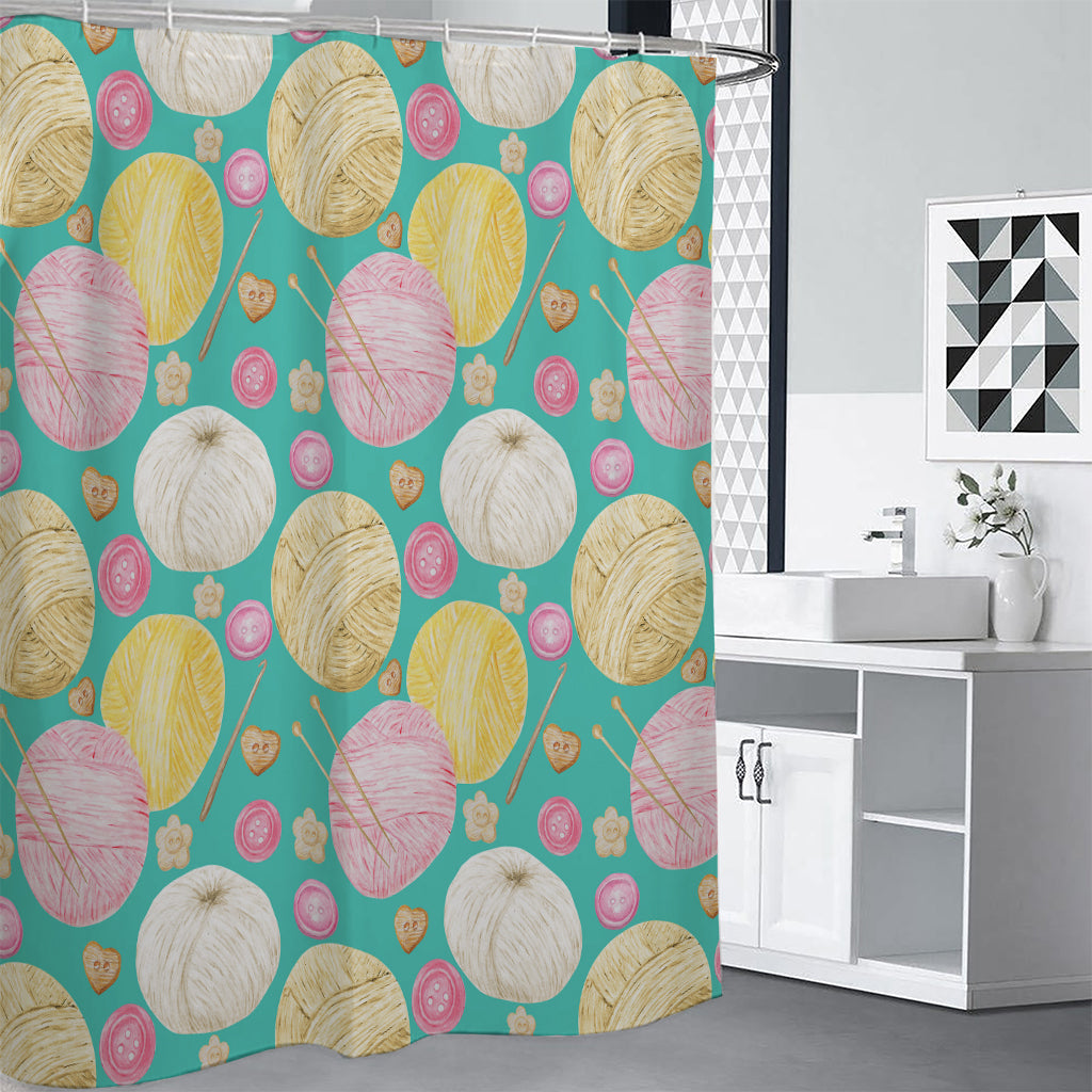 Watercolor Yarn Pattern Print Shower Curtain