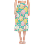 Watercolor Yarn Pattern Print Side Slit Midi Skirt