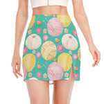 Watercolor Yarn Pattern Print Side Slit Mini Skirt