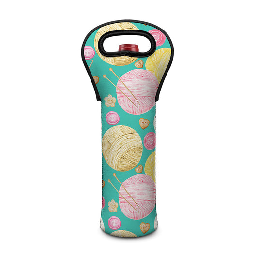 Watercolor Yarn Pattern Print Single Neoprene Wine Tote