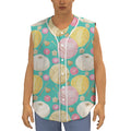 Watercolor Yarn Pattern Print Sleeveless Baseball Jersey