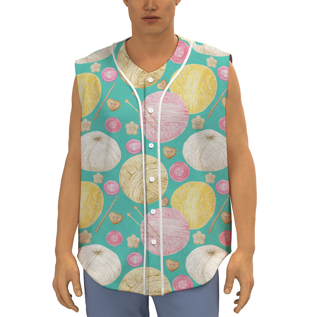 Watercolor Yarn Pattern Print Sleeveless Baseball Jersey