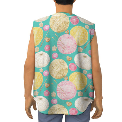 Watercolor Yarn Pattern Print Sleeveless Baseball Jersey