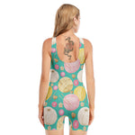 Watercolor Yarn Pattern Print Sleeveless One Piece Swimsuit
