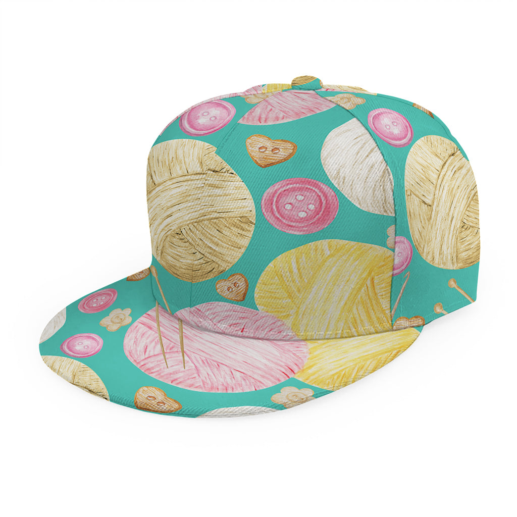 Watercolor Yarn Pattern Print Snapback Cap