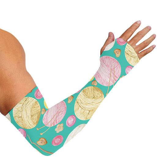 Watercolor Yarn Pattern Print Sun Protection Arm Sleeves