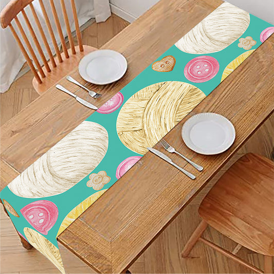 Watercolor Yarn Pattern Print Table Runner