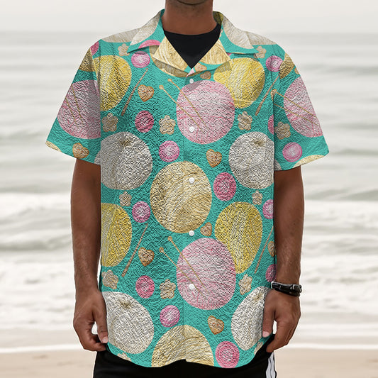 Watercolor Yarn Pattern Print Textured Short Sleeve Shirt