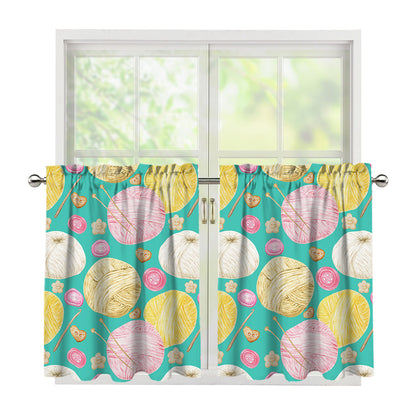 Watercolor Yarn Pattern Print Tier Curtains