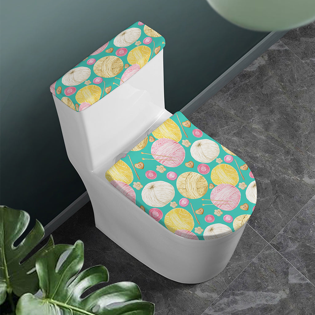 Watercolor Yarn Pattern Print Toilet Lid And Tank Cover Set