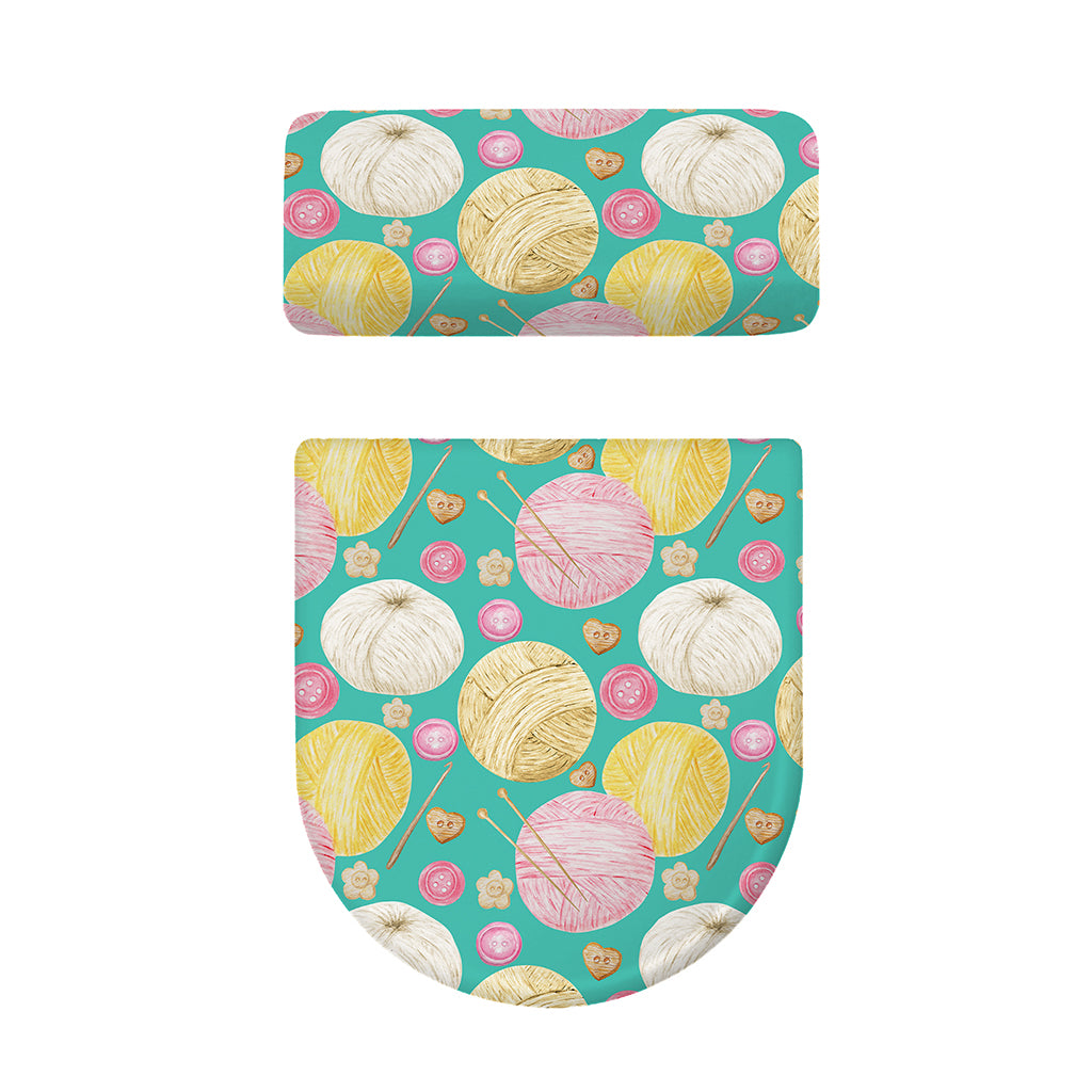 Watercolor Yarn Pattern Print Toilet Lid And Tank Cover Set