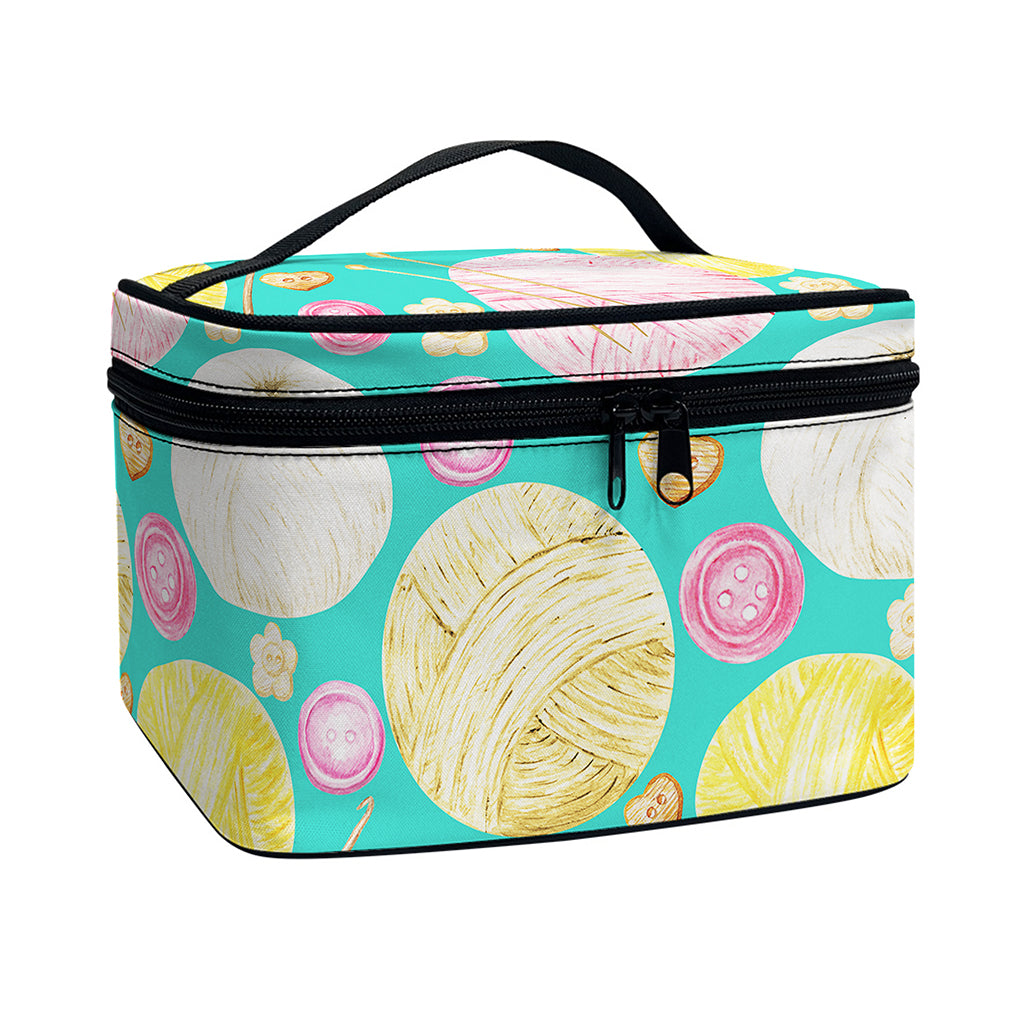 Watercolor Yarn Pattern Print Travel Makeup Bag