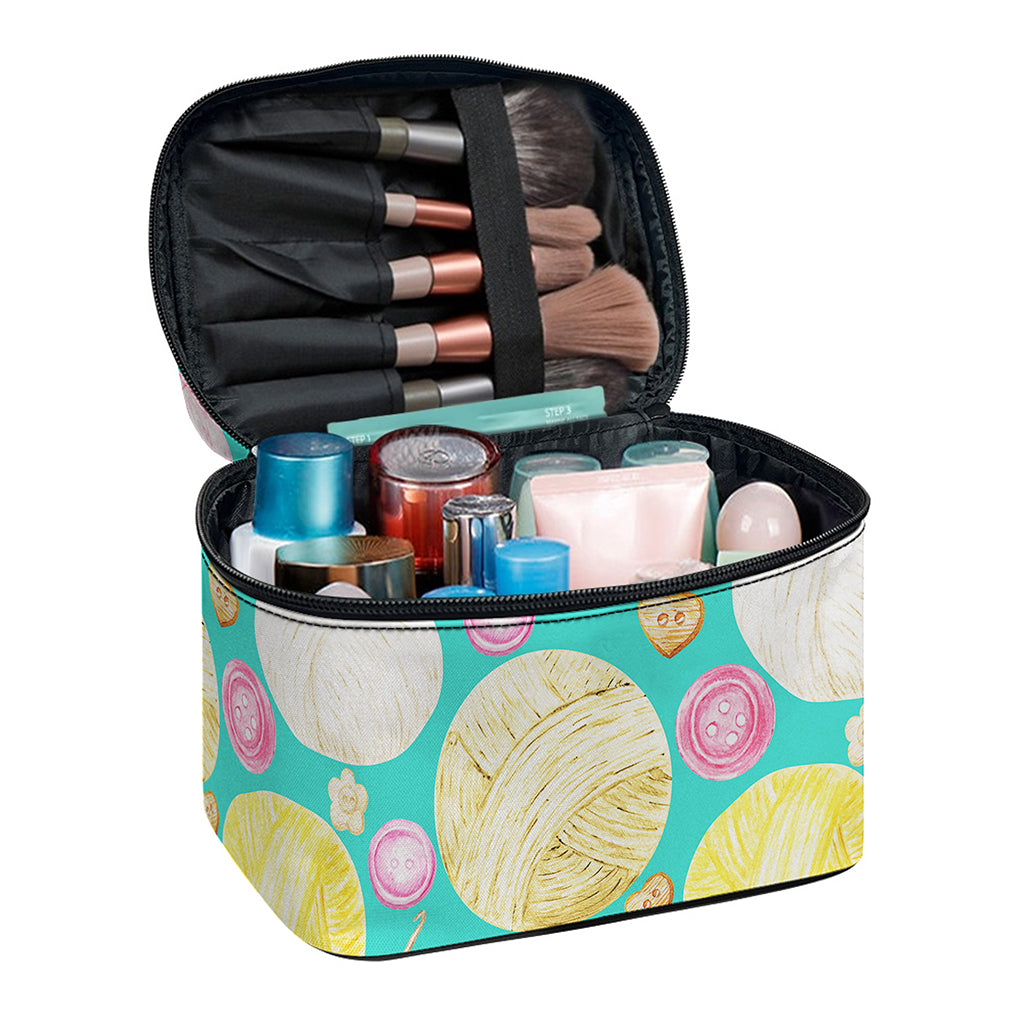 Watercolor Yarn Pattern Print Travel Makeup Bag