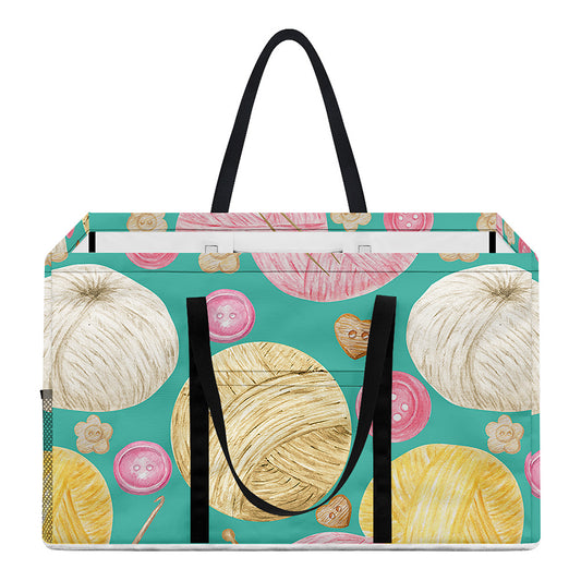 Watercolor Yarn Pattern Print Utility Tote Bag
