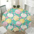 Watercolor Yarn Pattern Print Waterproof Round Tablecloth