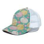 Watercolor Yarn Pattern Print White Mesh Trucker Cap