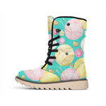 Watercolor Yarn Pattern Print Winter Boots