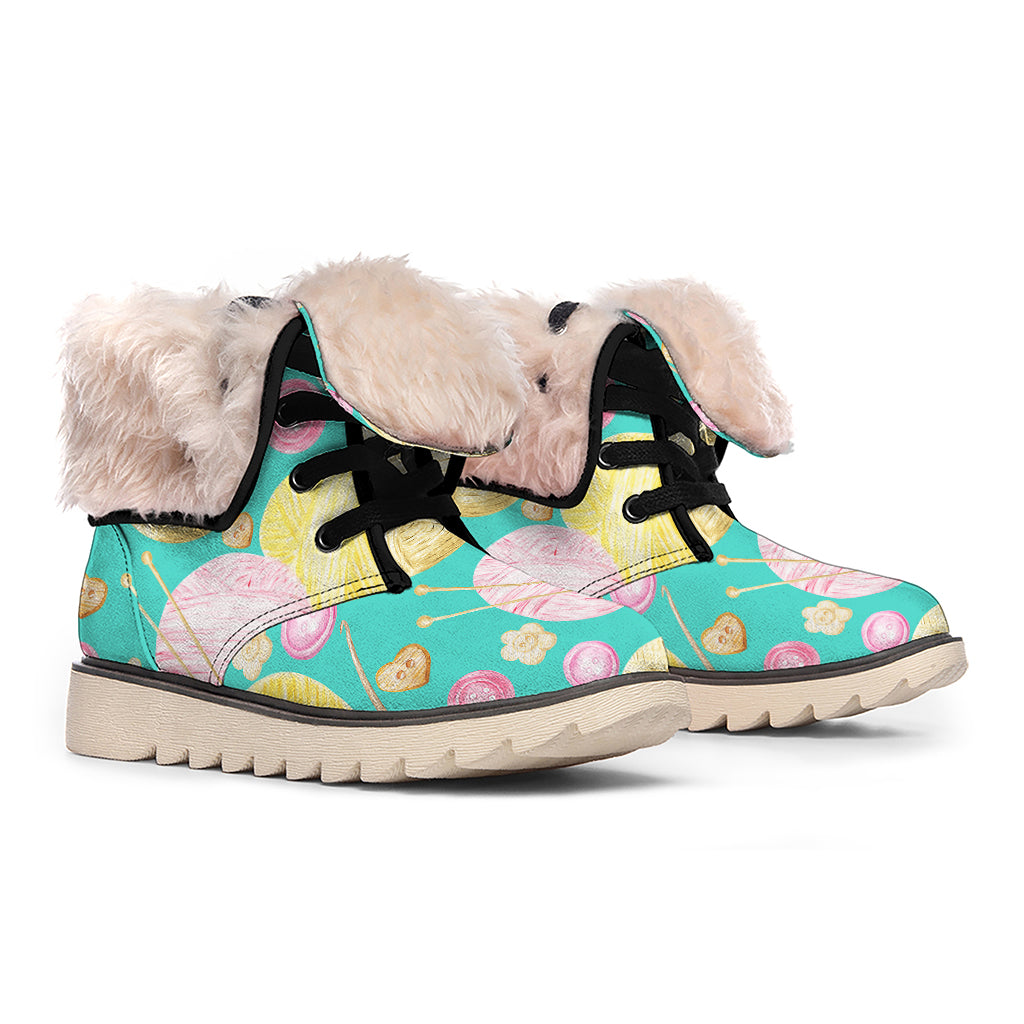 Watercolor Yarn Pattern Print Winter Boots