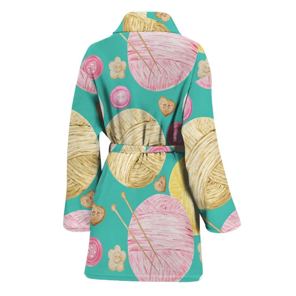 Watercolor Yarn Pattern Print Women's Bathrobe