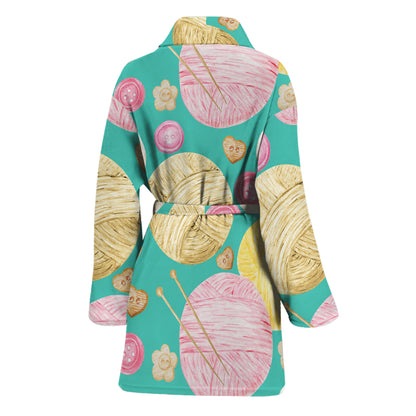 Watercolor Yarn Pattern Print Women's Bathrobe