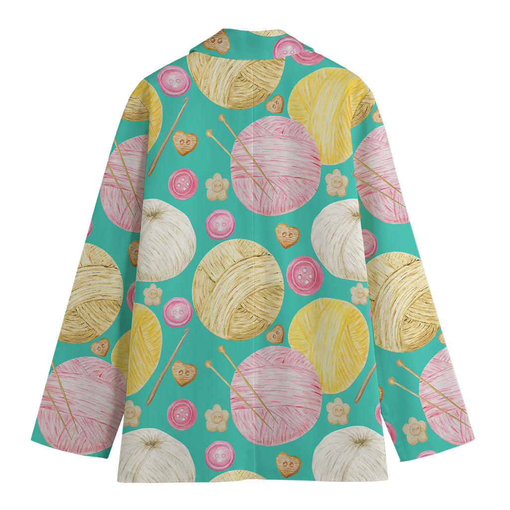 Watercolor Yarn Pattern Print Women's Blazer