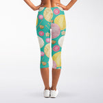 Watercolor Yarn Pattern Print Women's Capri Leggings