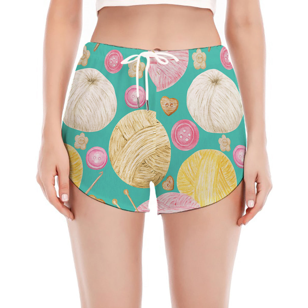 Watercolor Yarn Pattern Print Women's Split Running Shorts