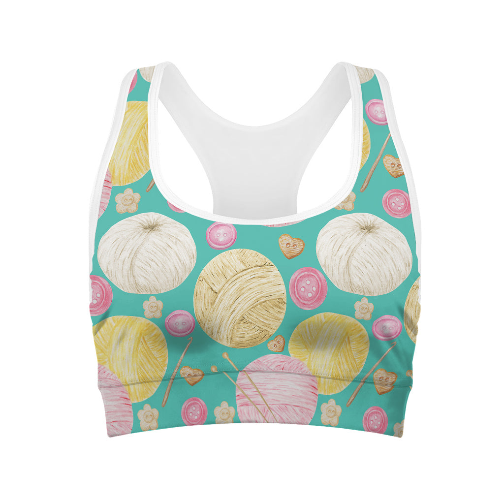 Watercolor Yarn Pattern Print Women's Sports Bra