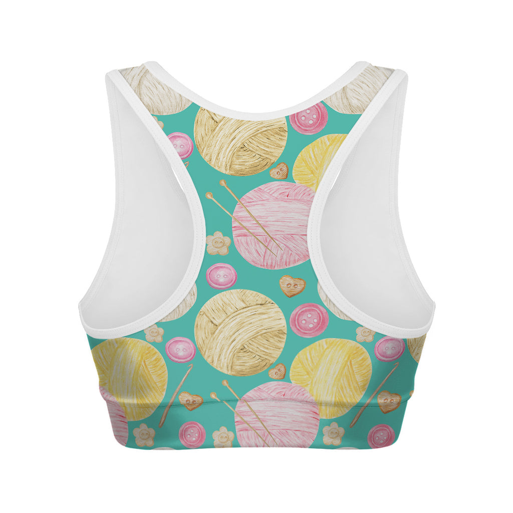 Watercolor Yarn Pattern Print Women's Sports Bra