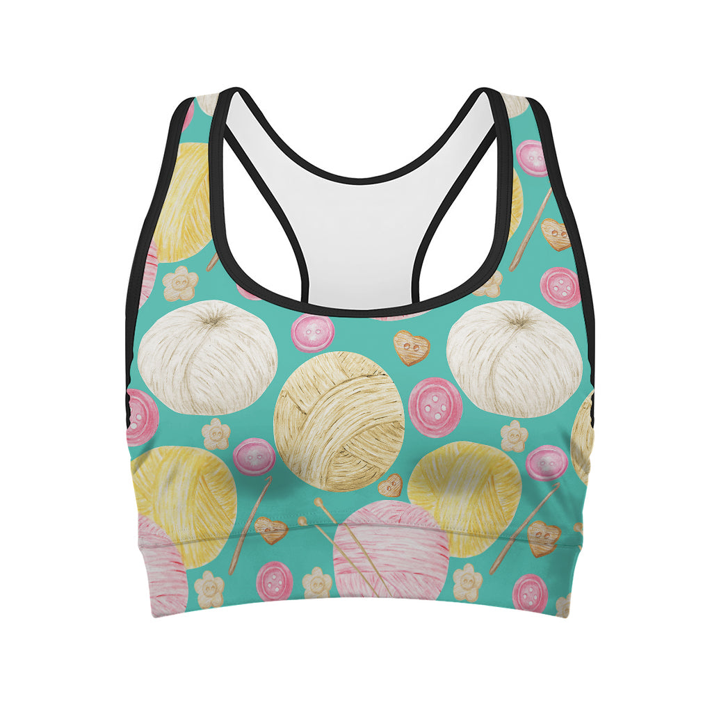 Watercolor Yarn Pattern Print Women's Sports Bra