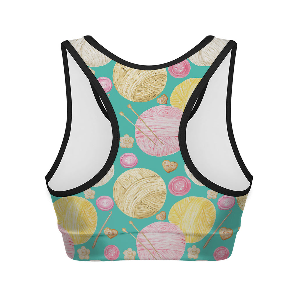 Watercolor Yarn Pattern Print Women's Sports Bra