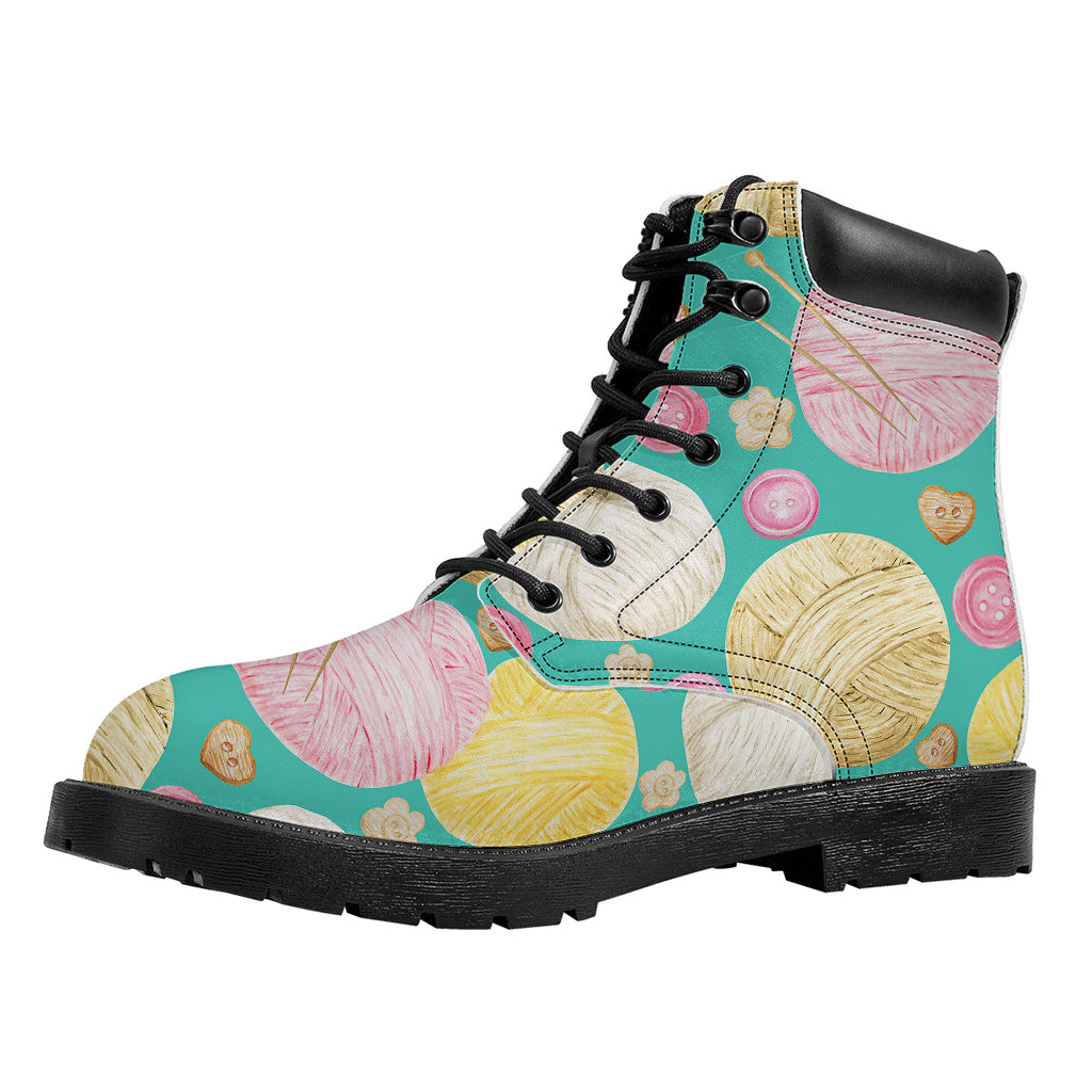 Watercolor Yarn Pattern Print Work Boots