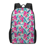 Watermelon Teal Hawaiian Pattern Print 17 Inch Backpack