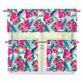Watermelon Teal Hawaiian Pattern Print 3 Piece Kitchen Curtains