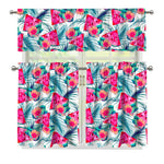 Watermelon Teal Hawaiian Pattern Print 3 Piece Kitchen Curtains