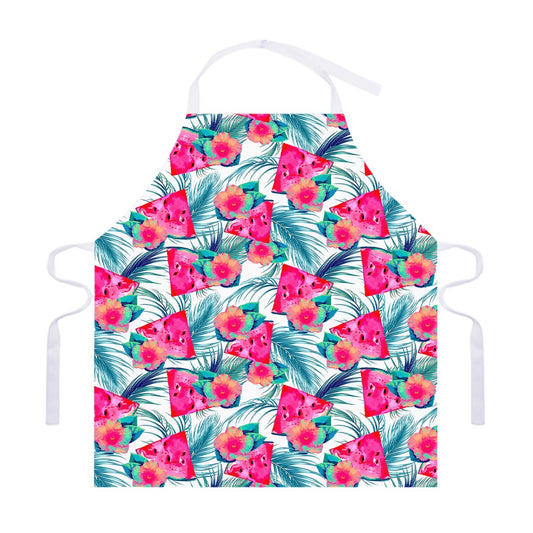 Watermelon Teal Hawaiian Pattern Print Adjustable Apron